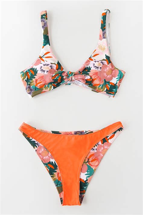 Floral Knotted Low Rise Bikini