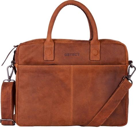 Dstrct Wall Street Leren Laptoptas Inch Cognac Bol