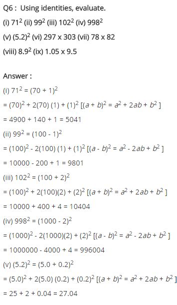 Class 8th Chapter 9 Algebraic Expressions And Identities Ncert Solution Edugrown School