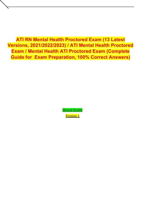 ATI RN Mental Health Proctored Exam 13 Latest Versions 2021 2022 2023