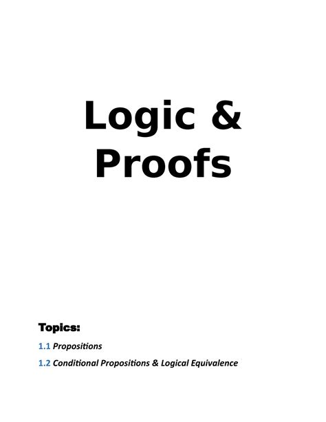 Logic Proofs Discrete Mathematics 1 Logic And Proofs Topics 1