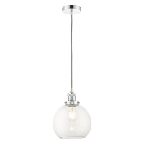 Lewis 1 Light Small Glass Ball Pendant Polished Chrome Magnalux