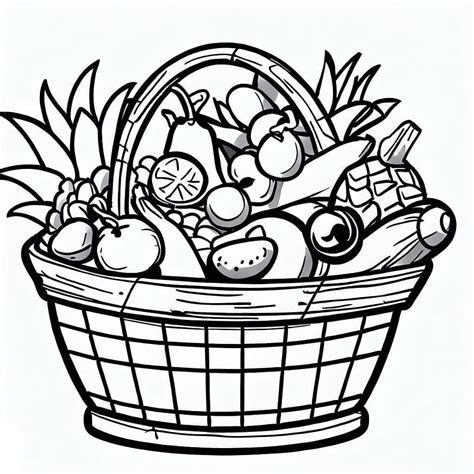 Dibujos De Una Linda Canasta De Frutas Para Colorear Para Colorear