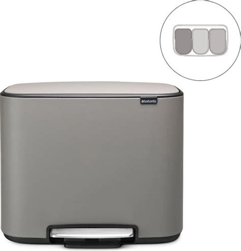 Brabantia Bo Prullenbak 3 X 11 Liter Afvalscheiding Mineral