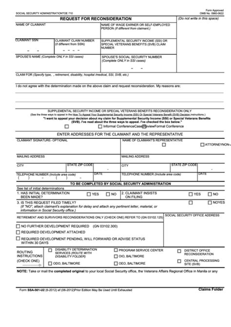 Form Ssa 561 U2 Social Security Administration Request For