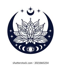 Half Moon Lotus Flower Mystial Symbol Stock Vector Royalty Free