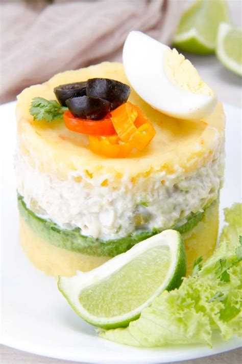 Causa Limeña de Pollo Chicken filled Layered Potato Dish Eat Peru