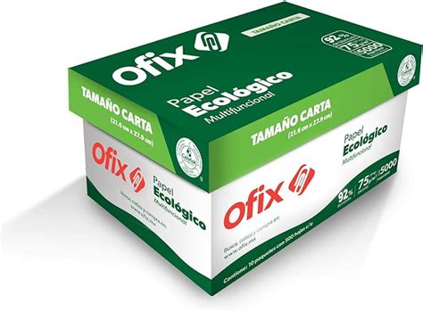 Caja De Papel Bond Multifuncional Ecológico Carta Ofix 5000 Hojas