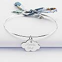 Bracelet jonc argent personnalisé cordon Liberty et médaille nuage