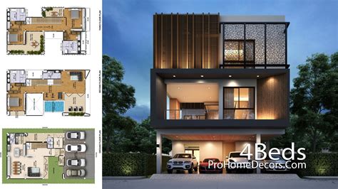 House Plan Plot 12x20 Meter With 4 Bedrooms Pro Home Decors