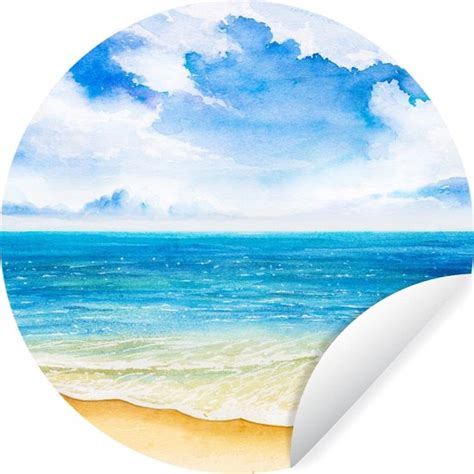 WallCircle Muurstickers Behangcirkel Strand Zee Lucht 30x30