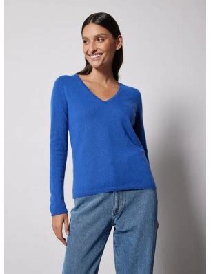 Not Shy Pull En Cachemire Bleu Majorelle Col V