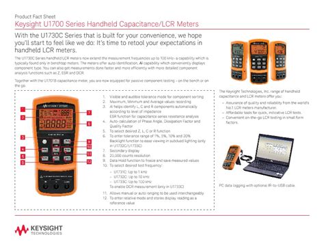 U Series Handheld Capacitance Lcr Meters Pdf Asset Page Keysight