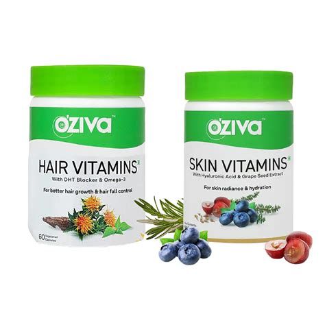 Oziva Hair Vitamins 60 Capsules With Dht And Omega 3 Skin Vitamins 60