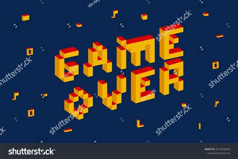 Game Over Pixel Art Isometric Typography Stock Vector (Royalty Free) 2019028499