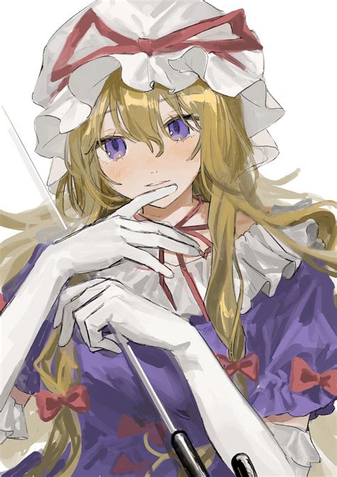 Gotagotay Yakumo Yukari Touhou Absurdres Highres Girl Blonde Hair Blush Dress Elbow