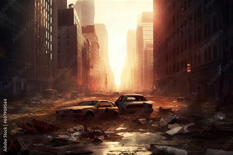 Concept art illustration of post-apocalyptic New York city, Generative ...