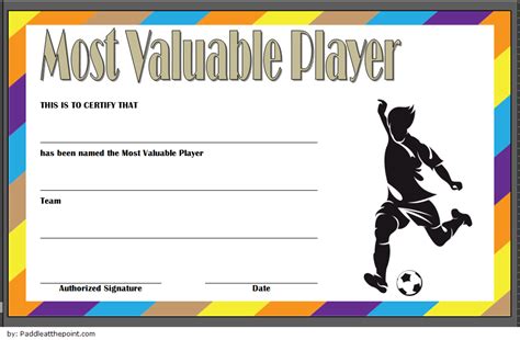 Soccer Mvp Certificate Template Paddle Templates