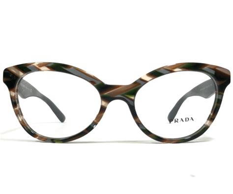 Prada Eyeglasses Frames Vpr 11r Vao 1o1 Green Brown Striped Cat Eye 50 17 140 Ebay