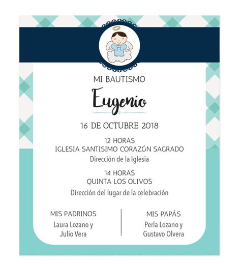 Diseño De Invitación Bautizo Blue Tartan Personalizada