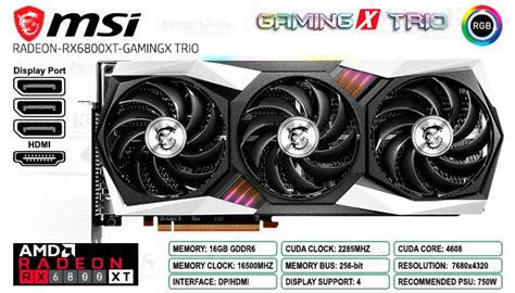 Video Radeon Rx6800xt 16gb Msi Gaming X Trio 256bi Memory Kings Lo