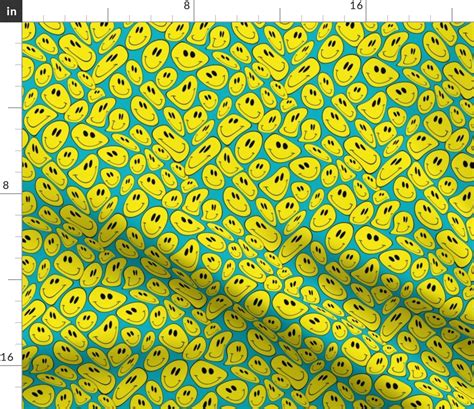 Small Trippy Smiles Fabric Psychedelic Fabric Spoonflower