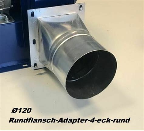 Rundflansch Adapter 4 eck rund Radialgebläse Radiallüfter Ventilator