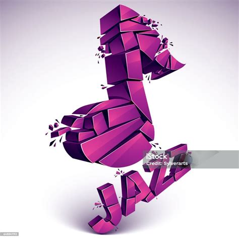 3d Vector Musical Note Broken Into Pieces Explosion Effect Dimensional Magenta Art Melody Symbol