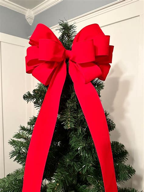 Red Velvet Christmas Bow Black Velvet Tree Topper Bow Christmas Holiday Decor Burgundy