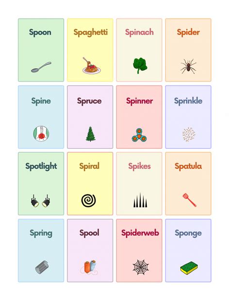 Consonant Blend Sp Sound Words With Pictures Worksheet Pdf