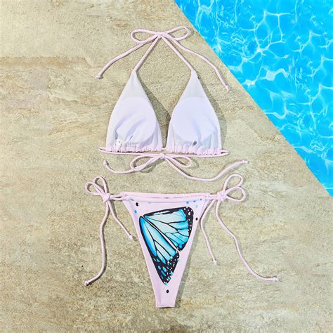 RPVATI Women S Bikini Set Thong Bottom Sexy Cheeky Two Piece Bikini