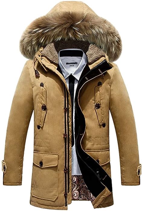 Amazon Geval Men S Winter Down Coat Fur Hood Cold Weather Down