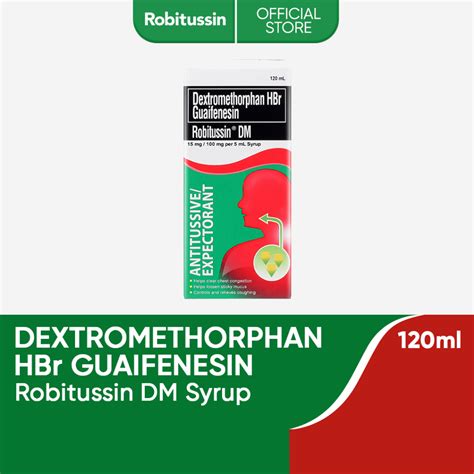 Robitussin Dm Syrup Dextromethorphan Hbr Guaifenesin 120ml Shopee