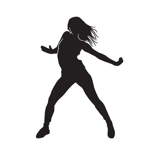 Female Hip Hop Dancer Woman Street Break Dance Vector Silhouette On