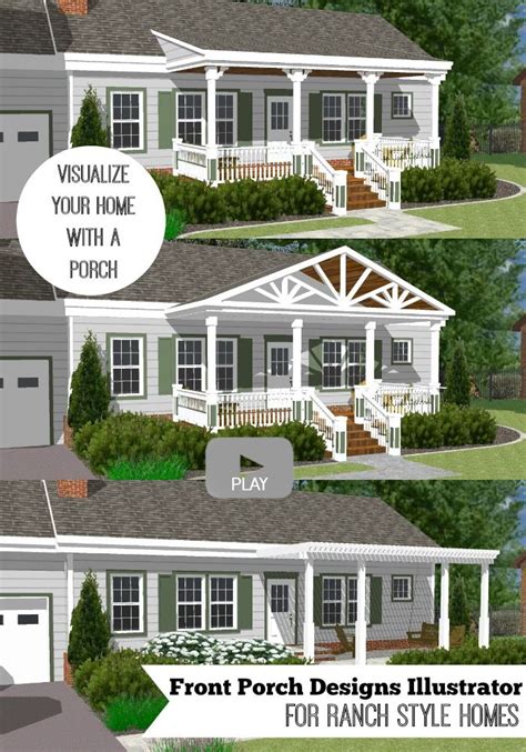 Great Front Porch Designs Illustrator On A Basic Ranch Home Design