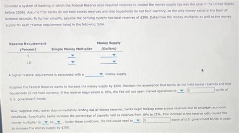 Solved Consider A System Of Banking In Which The Federal Chegg