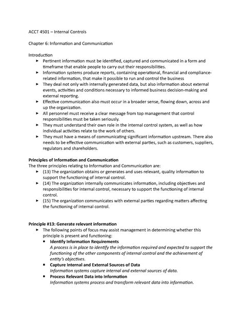 Internal Controls Chapter 6 7 Notes ACCT 4501 Internal Controls