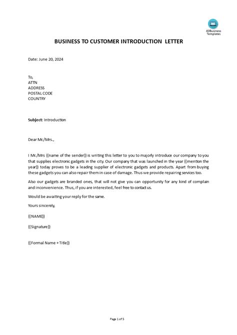 How To Write A Business Introduction Letter