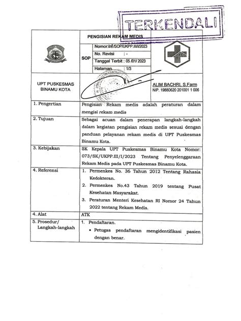 Sop Pengisian Rekam Medis Pdf