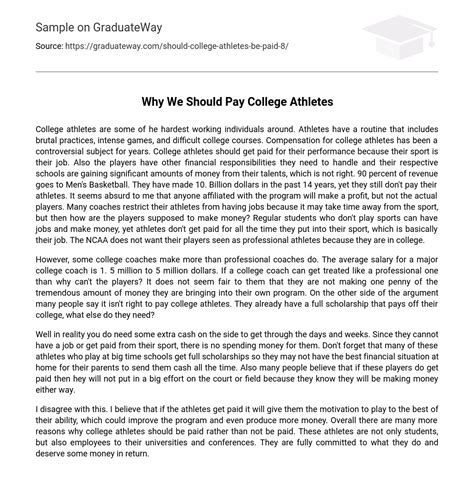 ⇉why We Should Pay College Athletes Essay Example Graduateway