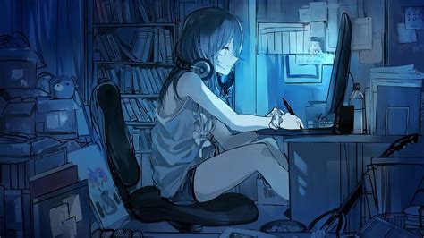 Anime Girl With Headphones Aesthetic