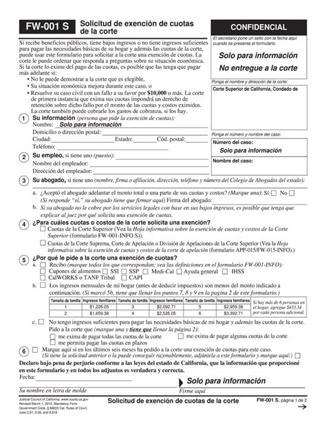 Fw Request To Waive Court Fees California Courts Courts Ca Fill