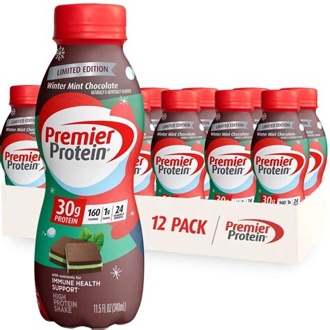 Premier Protein Shake Winter Mint Chocolate Limited Time 30g Protein 11 5 Fl Oz 12 Ct