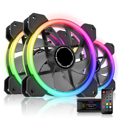 Buy EZDIY-FAB RGB Dual Ring 120mm Case Fans,5V Motoard Sync,Speed Adjustable,RGB Sync Fan with ...