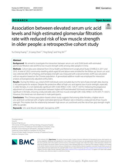 Pdf Association Between Elevated Serum Uric Acid Levels And High