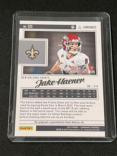 Panini Luminance Football Jake Haener Rookie Auto Gold