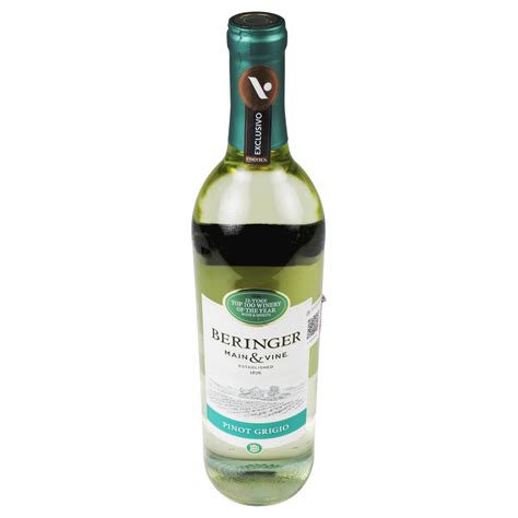 Beringer Main And Vine Pinot Grigio California White Wine 750 Ml Bottle