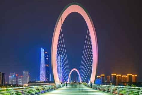 Premium Photo | Night bridge and Nanjing city skyline, China