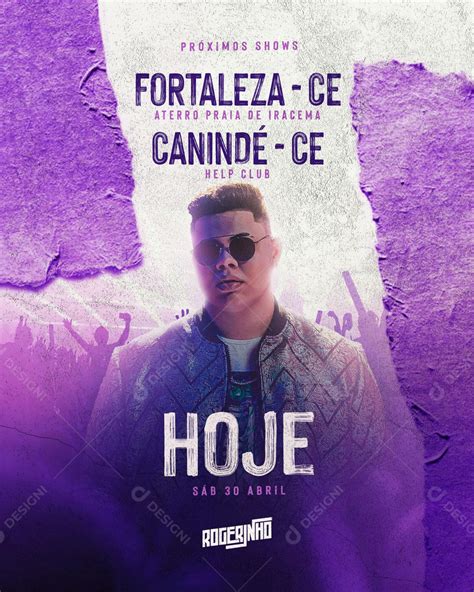 Flyer Show Evento Cantor Rogerinho Social Media PSD Editável download