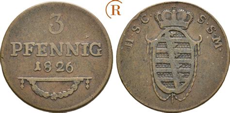 Sachsen Coburg Saalfeld 3 Pfennig 1826 Ernst 1806 1826 VF MA Shops